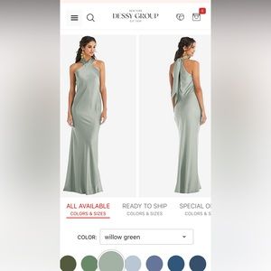 Bella Bridesmaids: DRAPED TWIST HALTER TIE-BACK TRUMPET GOWN - Willow Green